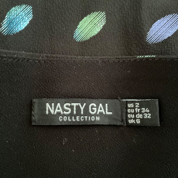 Nasty Gal Slip Dress Sz2 Strappy Metalic Polka Dot Maxi Retro Groovy Funky Disco - Picture 4 of 13